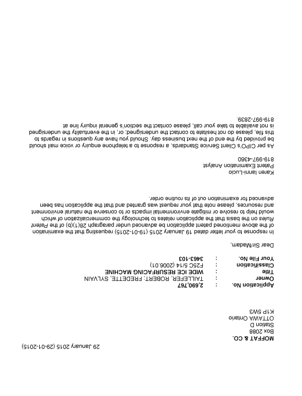 Canadian Patent Document 2690767. Prosecution-Amendment 20150129. Image 1 of 1