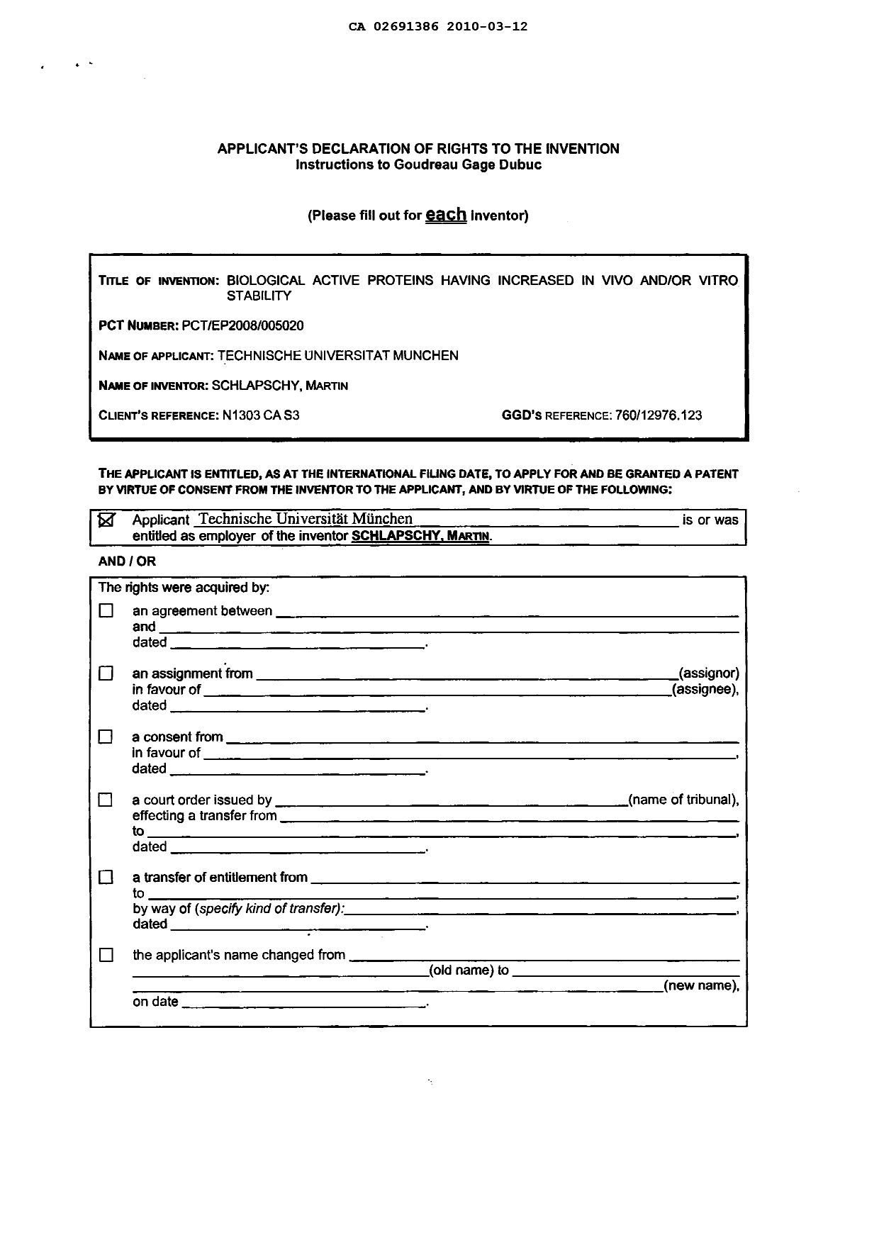 Canadian Patent Document 2691386. Correspondence 20100312. Image 4 of 4