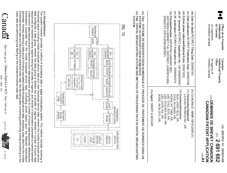 Document de brevet canadien 2691652. Page couverture 20100312. Image 1 de 2