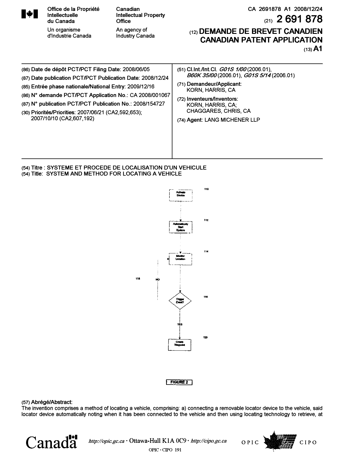 Document de brevet canadien 2691878. Page couverture 20100305. Image 1 de 2