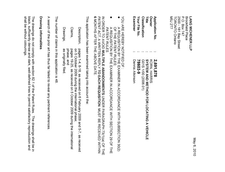 Document de brevet canadien 2691878. Poursuite-Amendment 20100506. Image 1 de 2