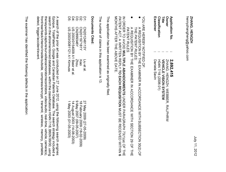 Document de brevet canadien 2692415. Poursuite-Amendment 20120711. Image 1 de 8