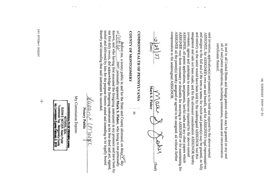 Canadian Patent Document 2692420. Assignment 20091231. Image 9 of 9