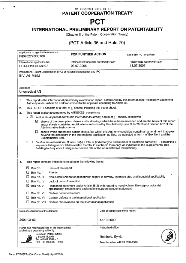 Document de brevet canadien 2692904. PCT 20100113. Image 1 de 9