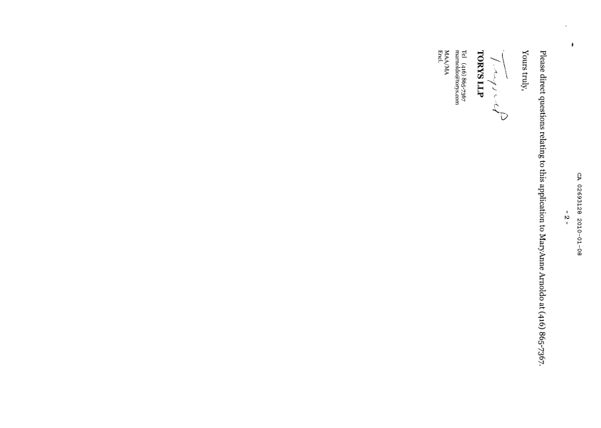 Document de brevet canadien 2693128. Cession 20100108. Image 2 de 3