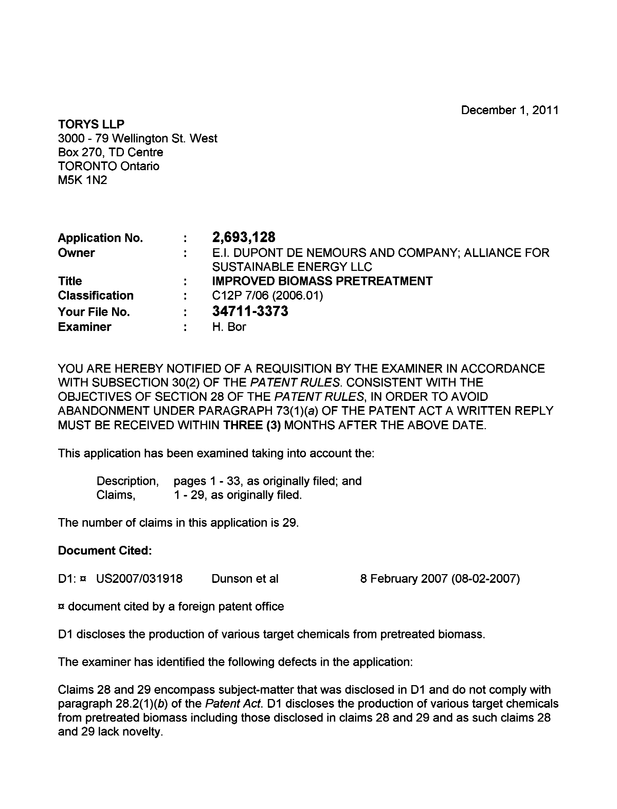 Canadian Patent Document 2693128. Prosecution-Amendment 20101201. Image 1 of 2
