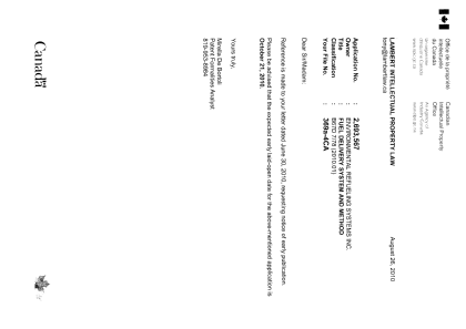 Document de brevet canadien 2693567. Correspondance 20091226. Image 1 de 1