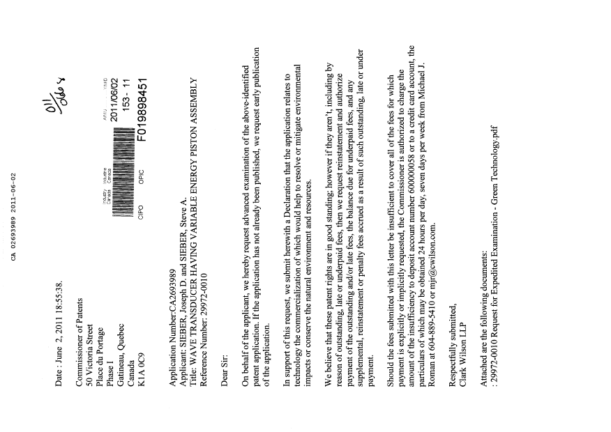 Canadian Patent Document 2693989. Correspondence 20101202. Image 1 of 3