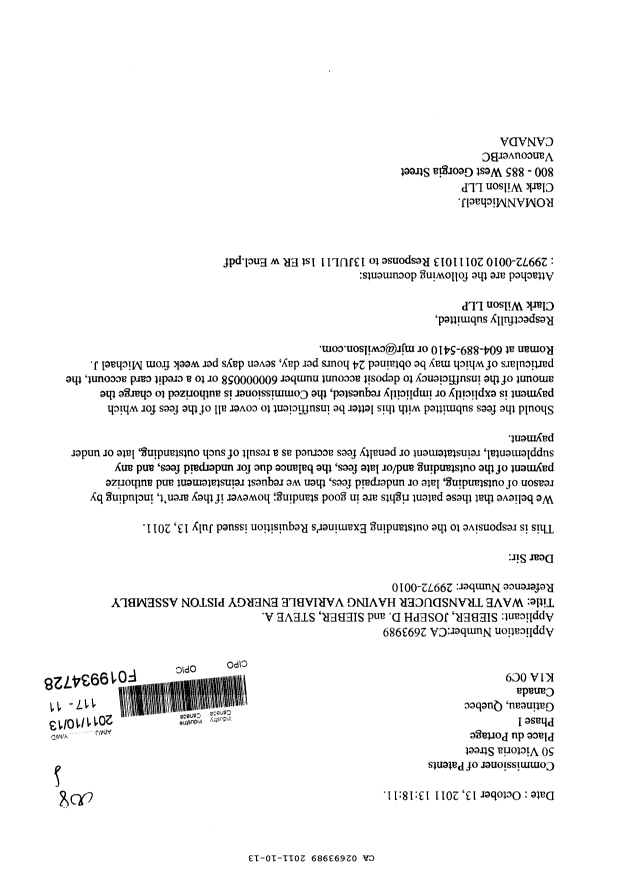 Document de brevet canadien 2693989. Poursuite-Amendment 20101213. Image 1 de 29