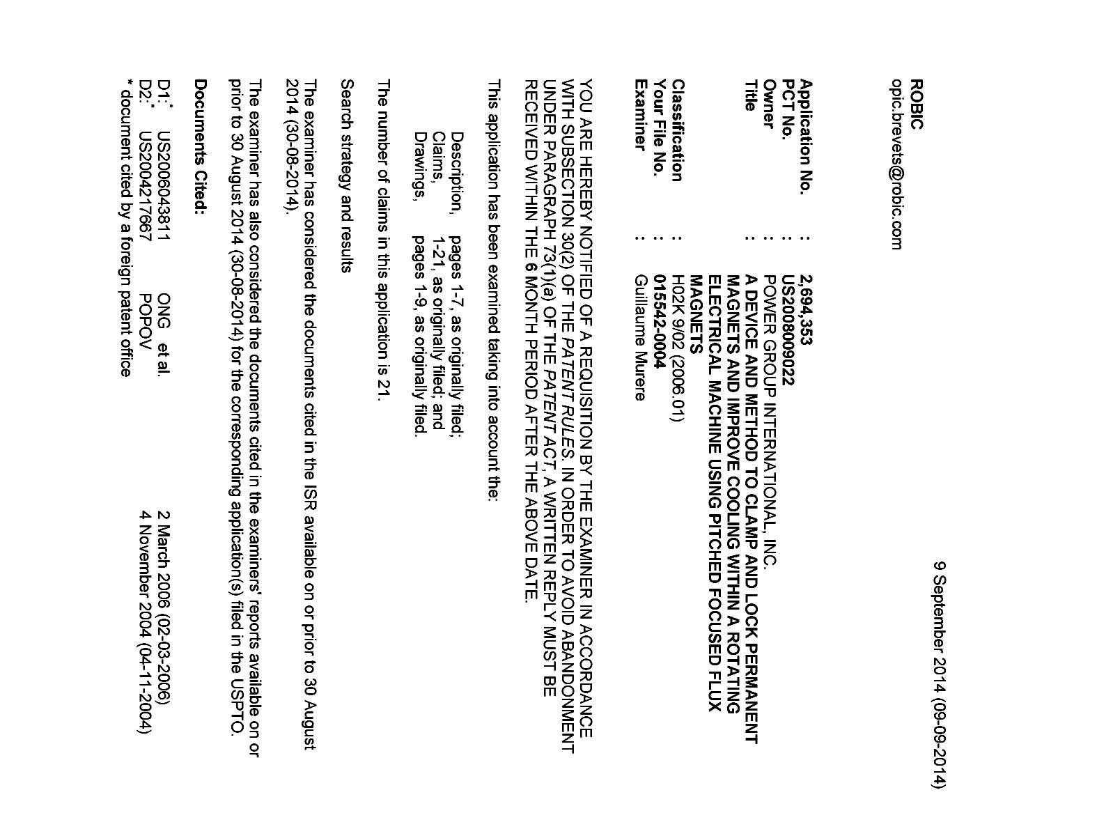 Canadian Patent Document 2694353. Prosecution-Amendment 20140909. Image 1 of 3
