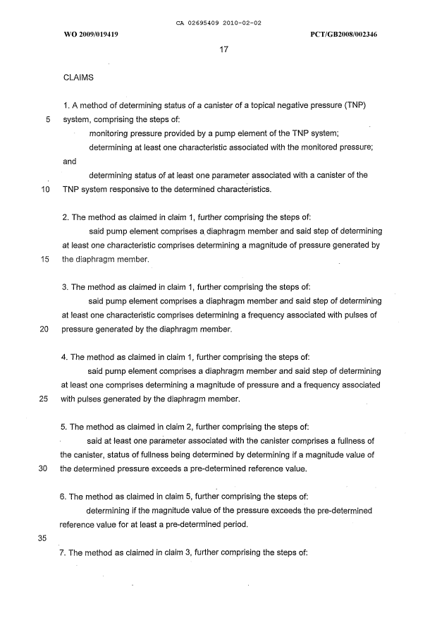 Document de brevet canadien 2695409. Revendications 20100202. Image 1 de 3