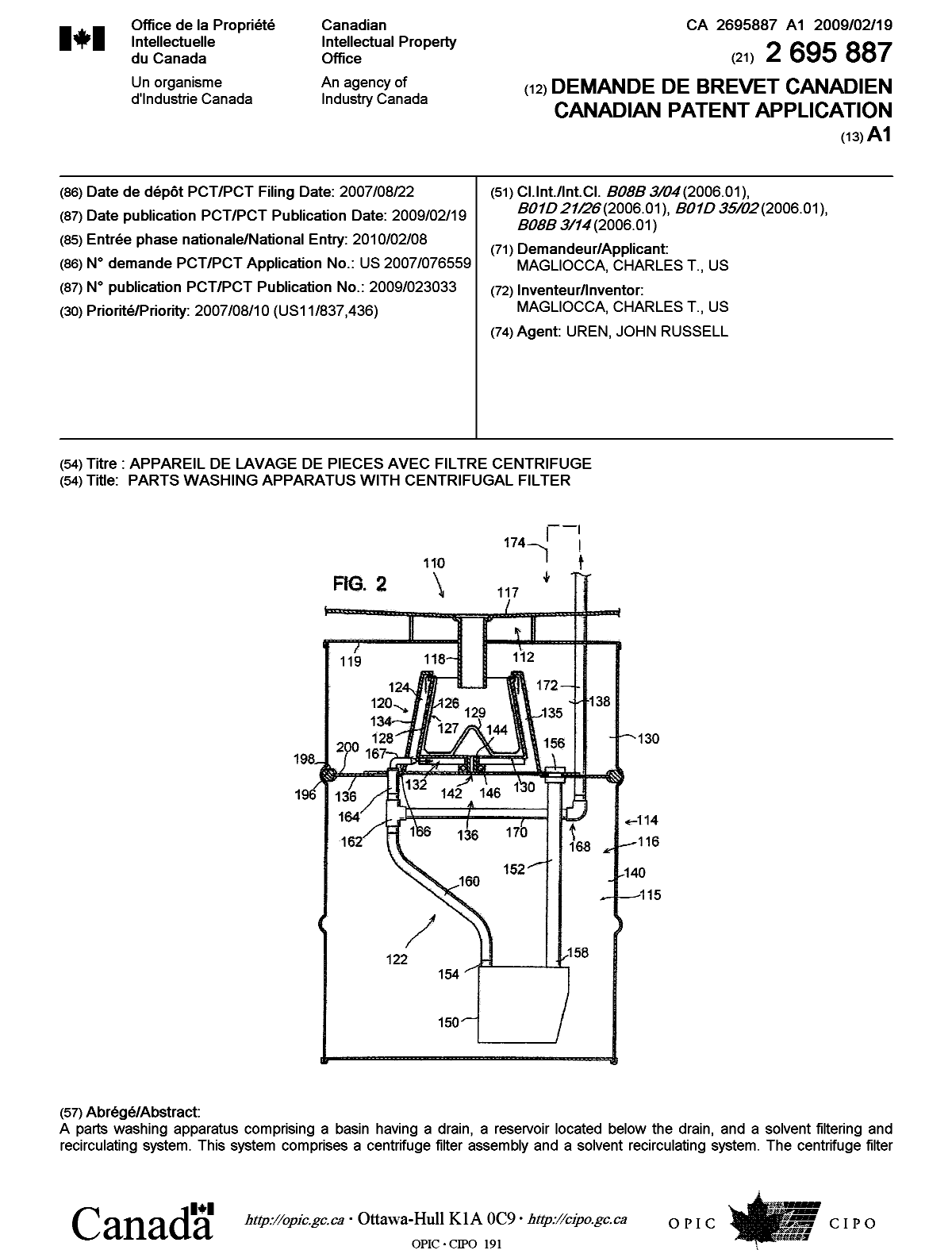 Document de brevet canadien 2695887. Page couverture 20100428. Image 1 de 2