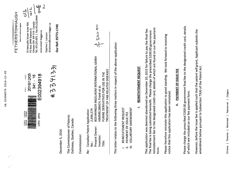 Canadian Patent Document 2696579. Prosecution-Amendment 20151205. Image 1 of 22