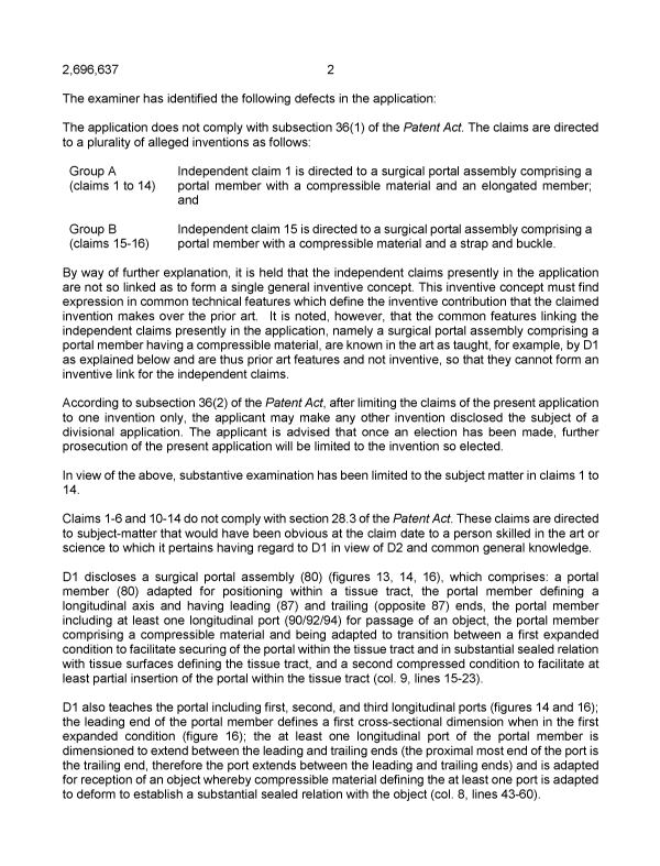 Document de brevet canadien 2696637. Demande d'examen 20160401. Image 2 de 4