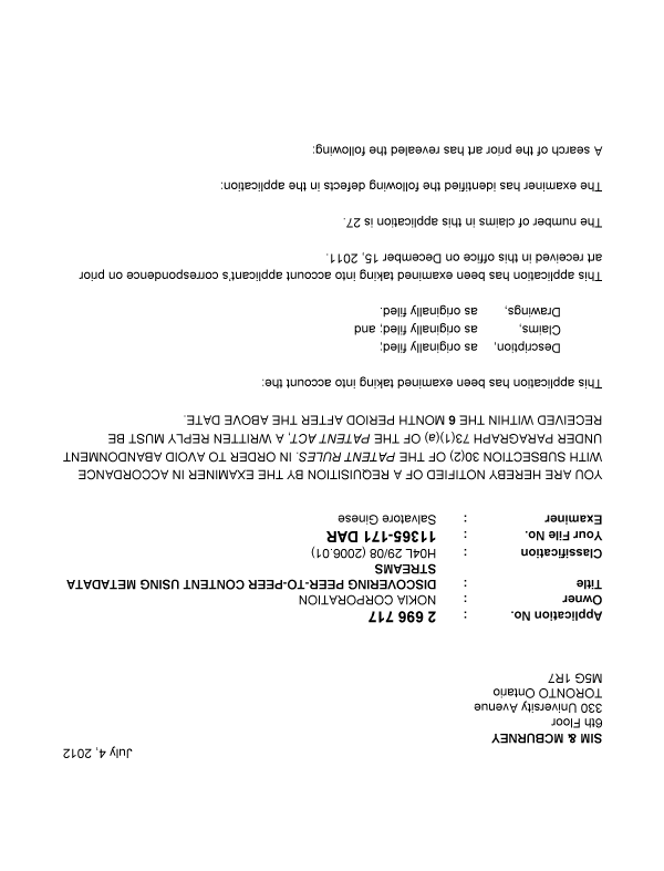 Canadian Patent Document 2696717. Prosecution-Amendment 20120704. Image 1 of 5