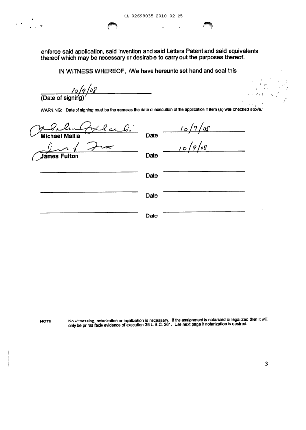 Document de brevet canadien 2698035. Cession 20100225. Image 13 de 13