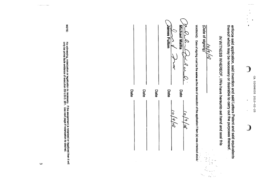 Canadian Patent Document 2698035. Assignment 20100225. Image 13 of 13