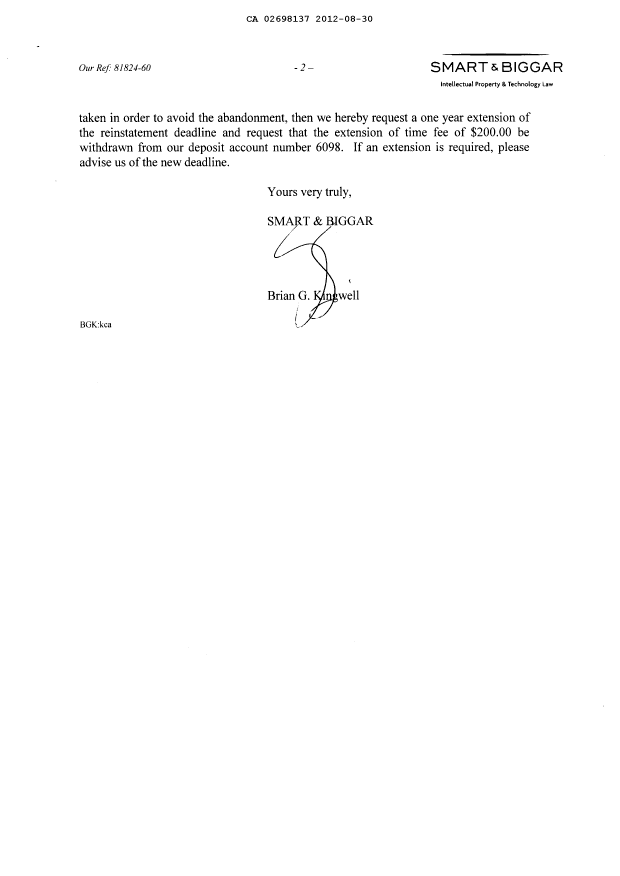 Document de brevet canadien 2698137. Poursuite-Amendment 20120830. Image 2 de 2