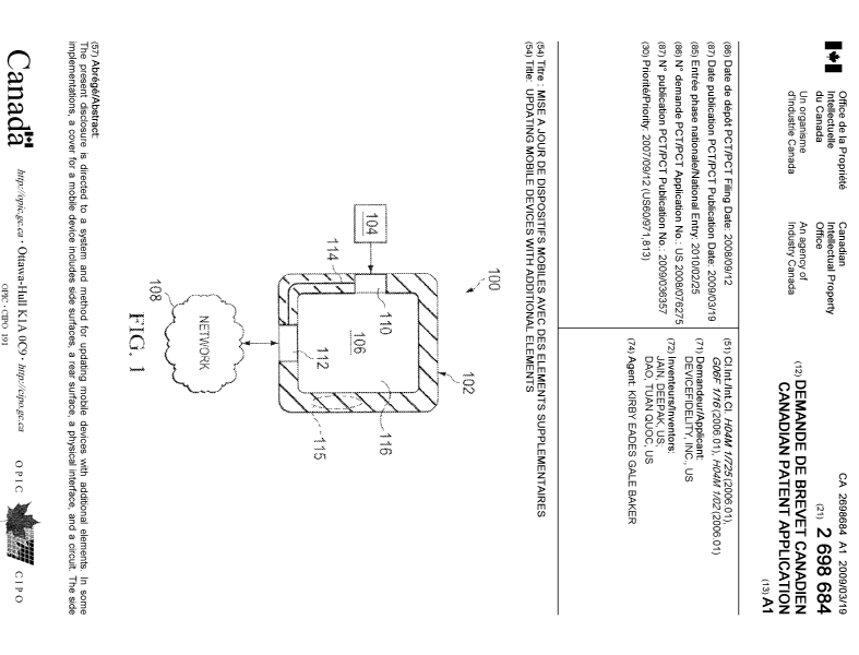 Document de brevet canadien 2698684. Page couverture 20100511. Image 1 de 2