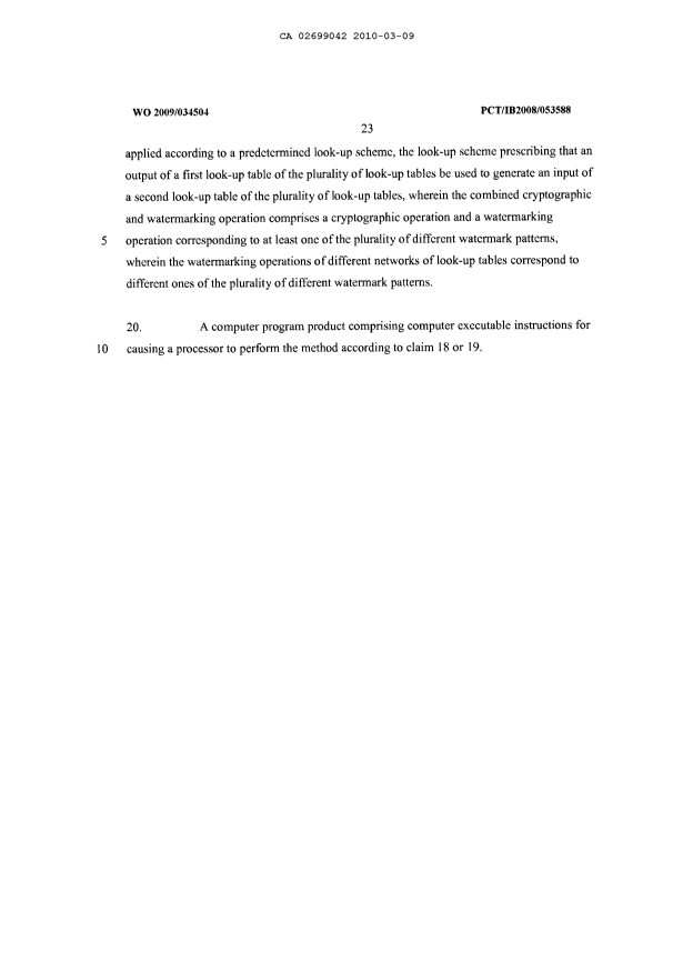 Document de brevet canadien 2699042. Revendications 20100309. Image 5 de 5