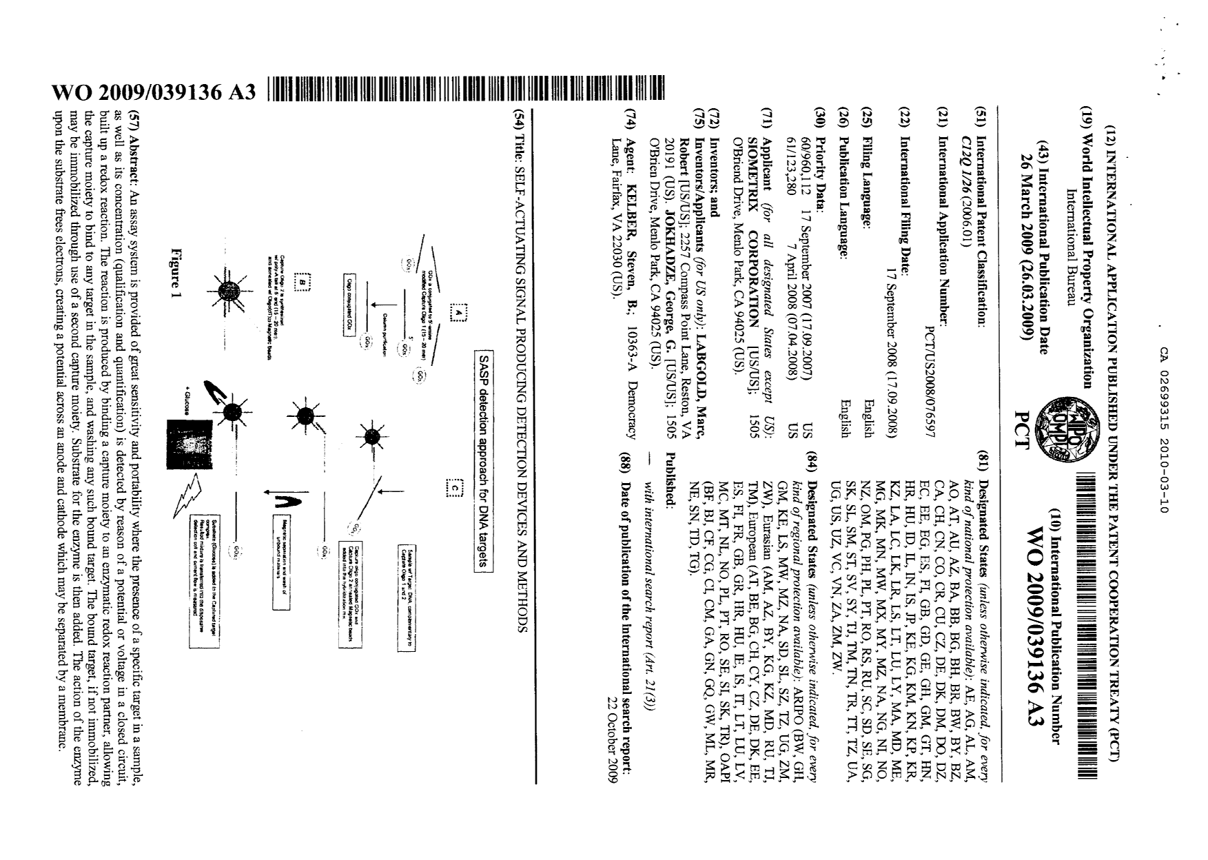 Canadian Patent Document 2699315. Abstract 20091210. Image 1 of 1