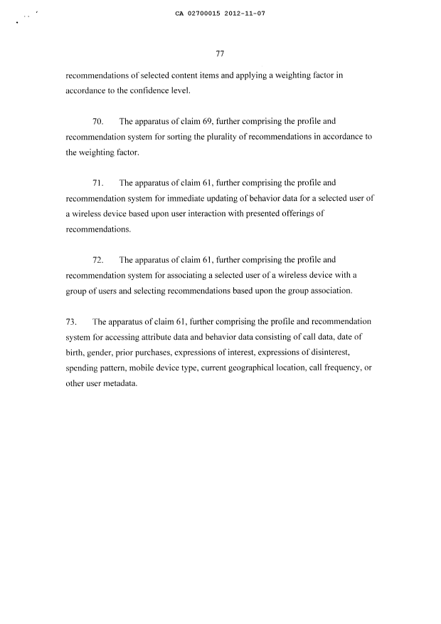 Document de brevet canadien 2700015. Revendications 20121107. Image 14 de 14