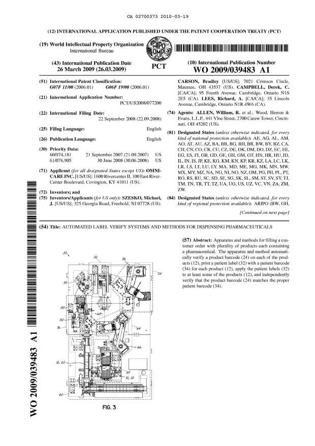 Document de brevet canadien 2700373. Abrégé 20100319. Image 1 de 2