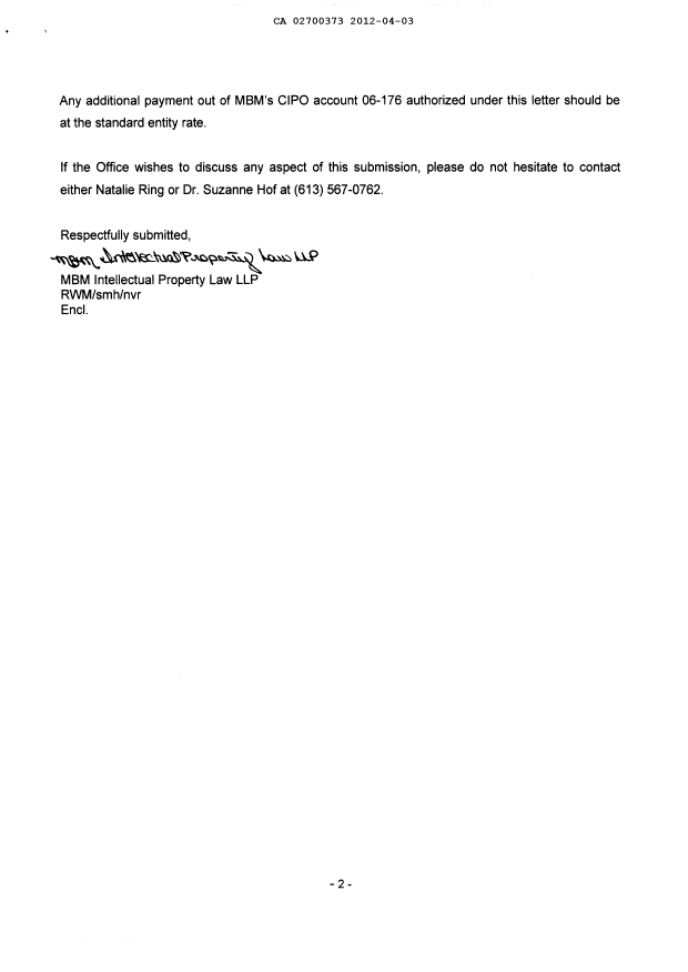 Canadian Patent Document 2700373. Correspondence 20120403. Image 2 of 3