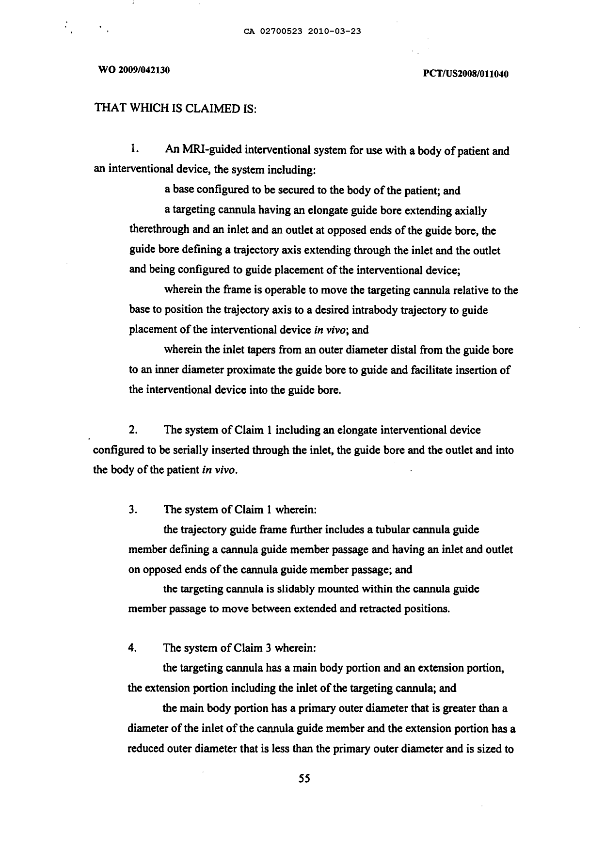 Document de brevet canadien 2700523. Revendications 20100323. Image 1 de 8