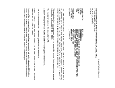 Canadian Patent Document 2701576. Examiner Requisition 20150702. Image 1 of 3