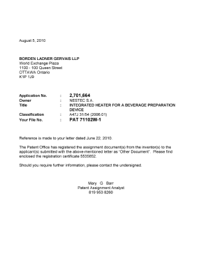 Document de brevet canadien 2701664. Correspondance 20100805. Image 1 de 1