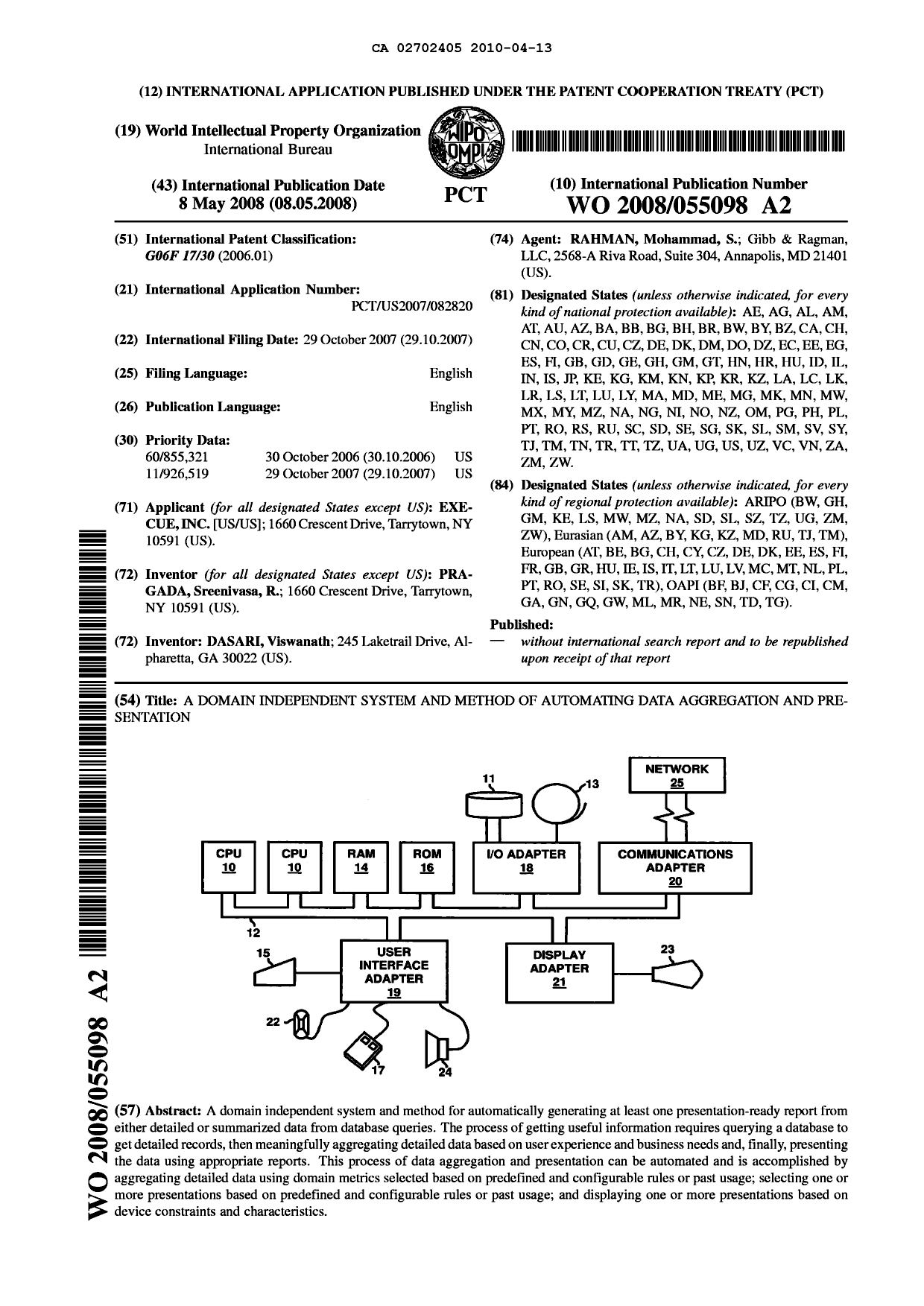 Document de brevet canadien 2702405. Abrégé 20100413. Image 1 de 1