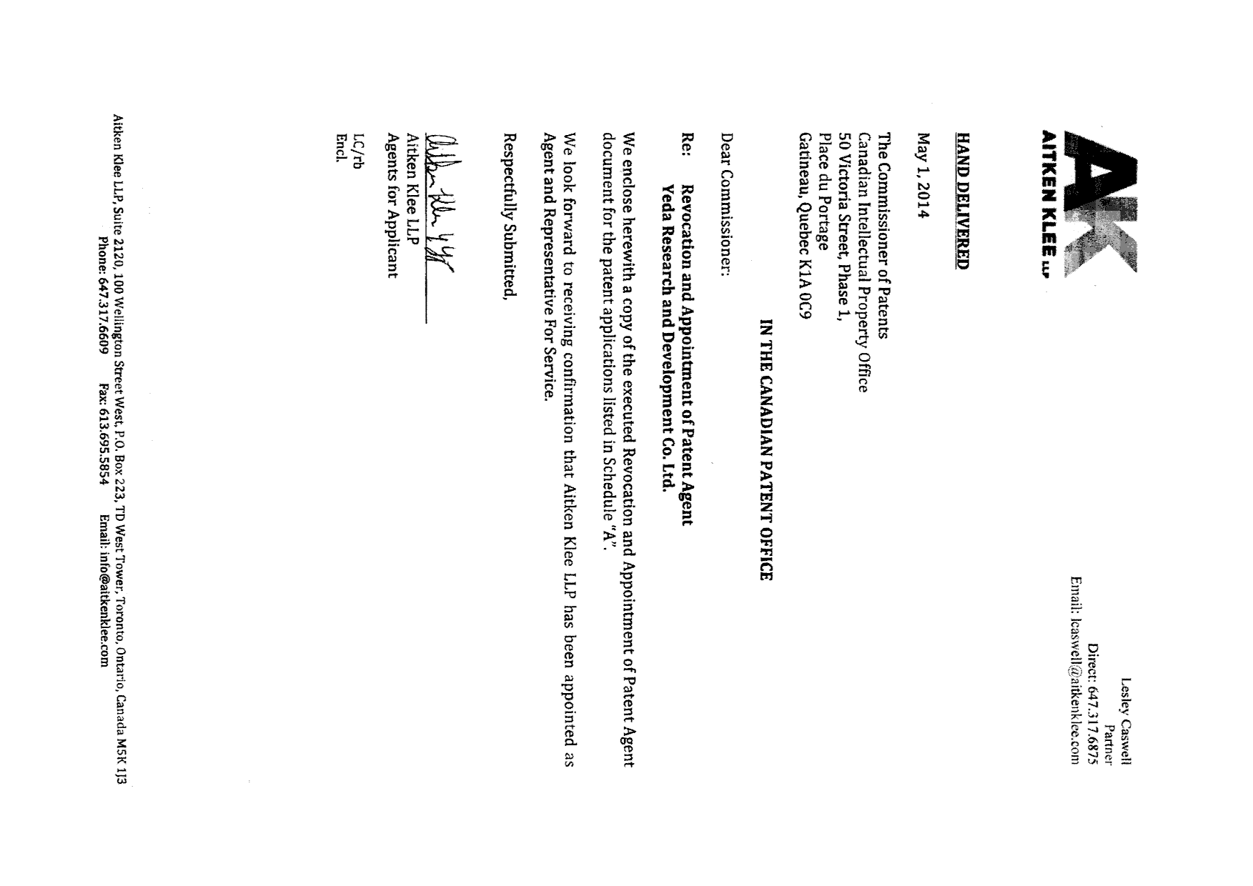 Canadian Patent Document 2702437. Correspondence 20131205. Image 2 of 4