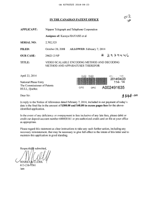 Canadian Patent Document 2702525. Correspondence 20140423. Image 1 of 1