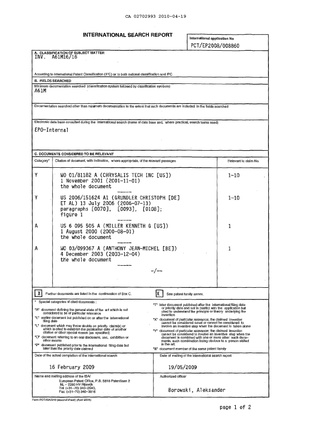 Document de brevet canadien 2702993. PCT 20100419. Image 2 de 6