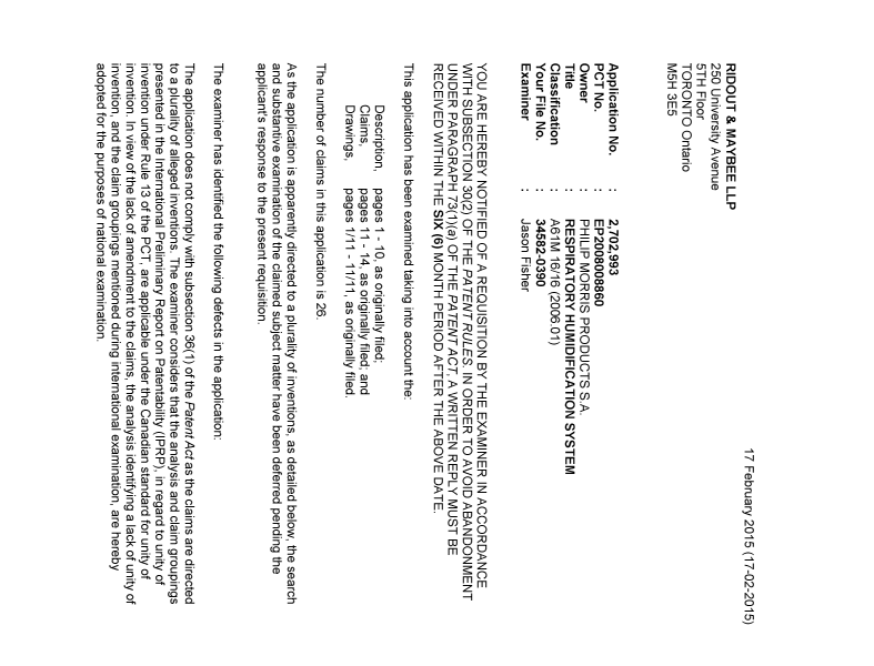 Document de brevet canadien 2702993. Poursuite-Amendment 20150217. Image 1 de 4