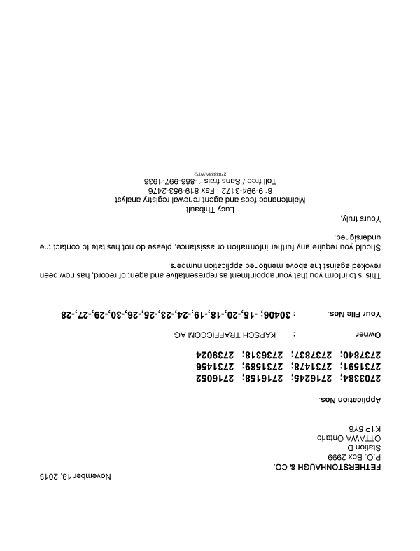 Canadian Patent Document 2703384. Correspondence 20131118. Image 1 of 1