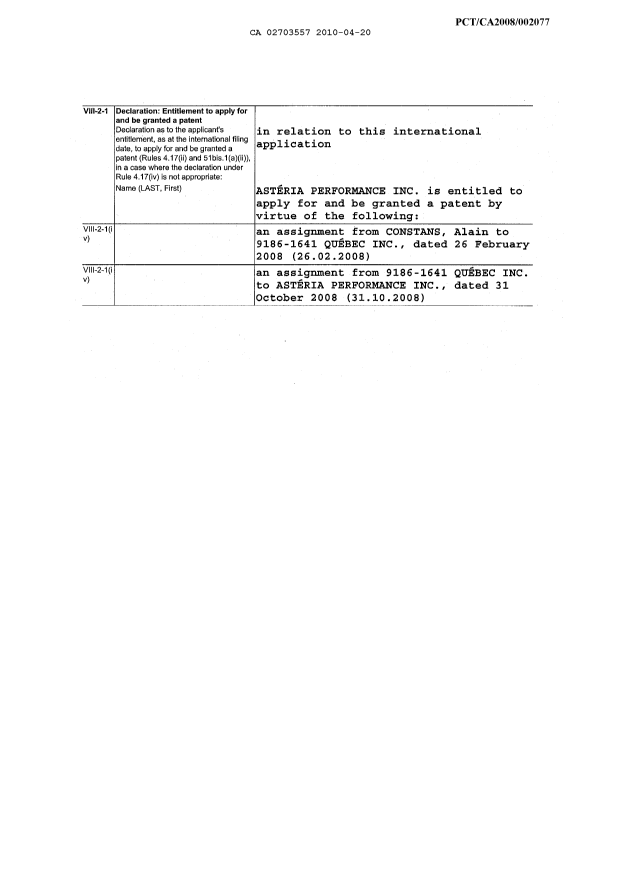 Document de brevet canadien 2703557. PCT 20100420. Image 3 de 3