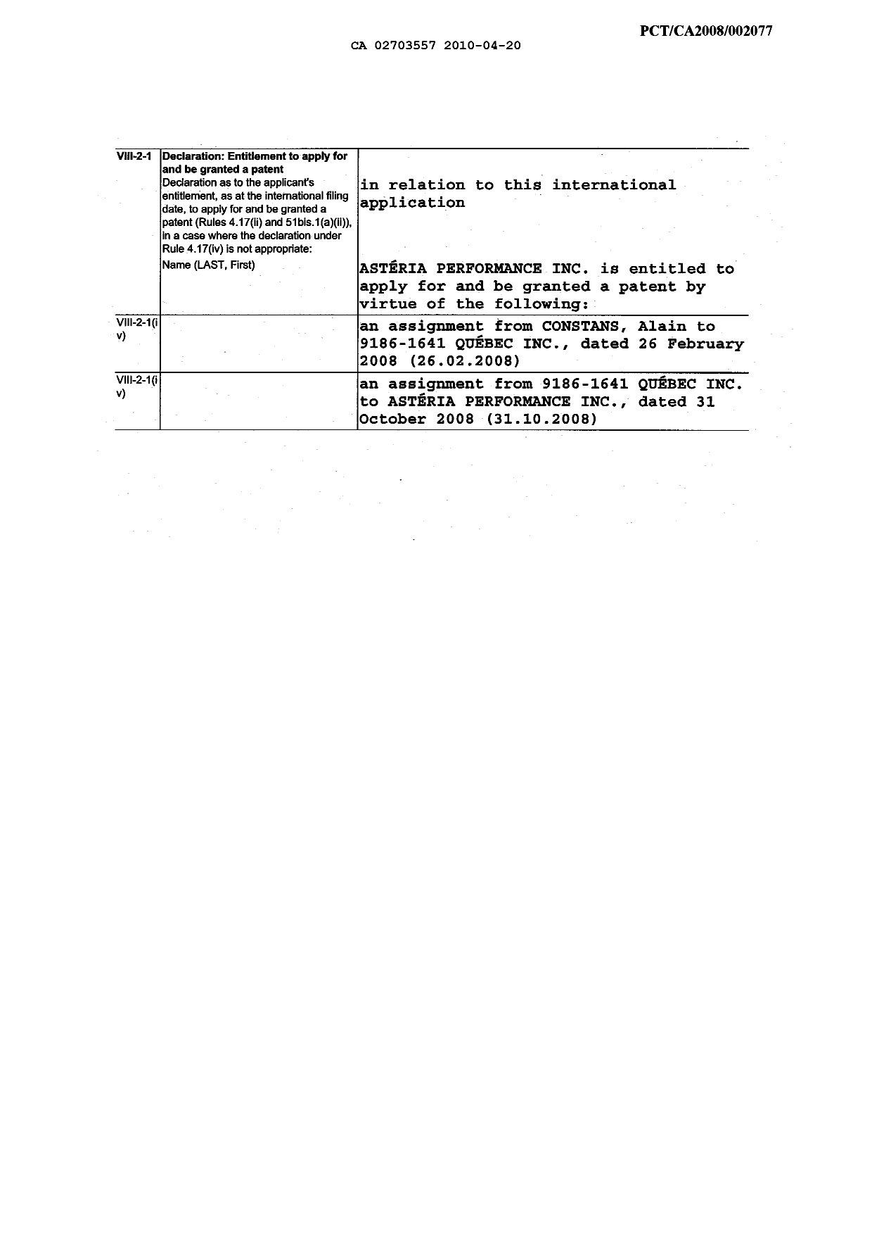 Canadian Patent Document 2703557. PCT 20100420. Image 3 of 3