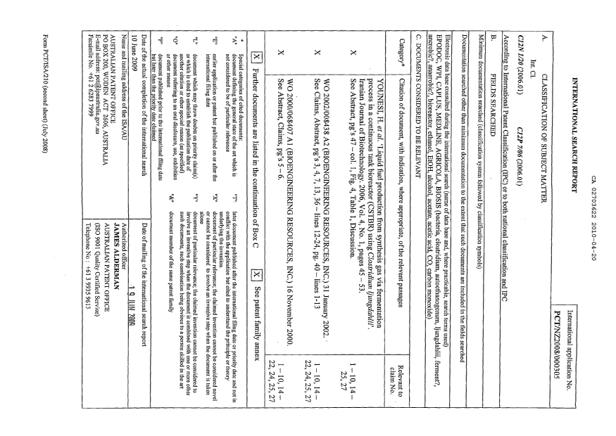 Canadian Patent Document 2703622. PCT 20100420. Image 1 of 6