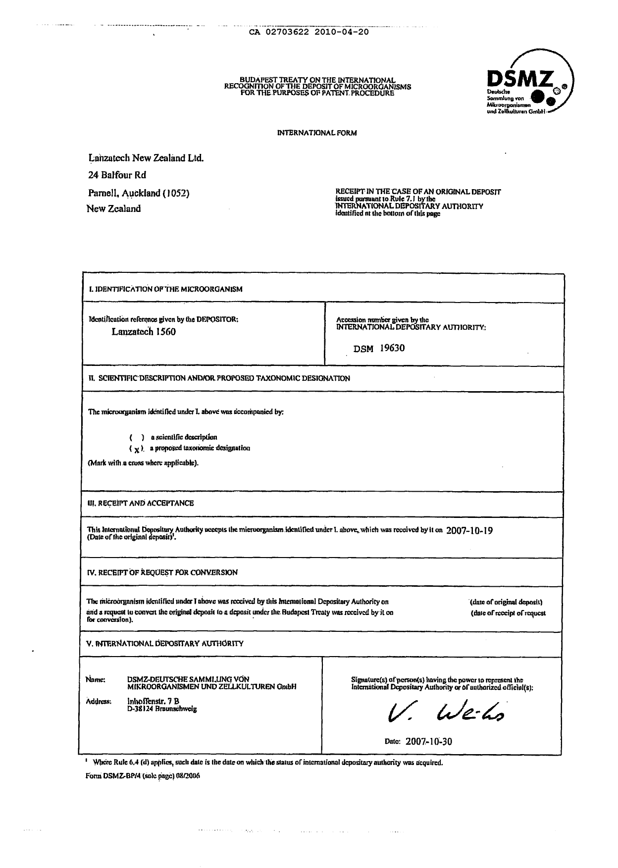 Document de brevet canadien 2703622. Poursuite-Amendment 20100420. Image 1 de 2