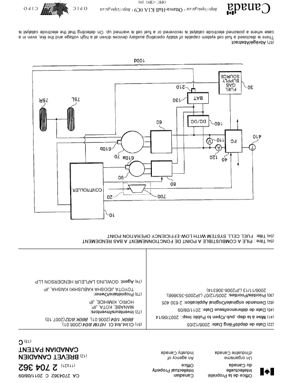 Document de brevet canadien 2704362. Page couverture 20101212. Image 1 de 2