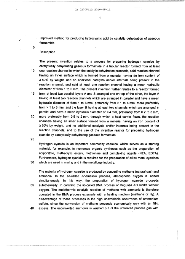 Canadian Patent Document 2705412. Description 20100511. Image 1 of 13