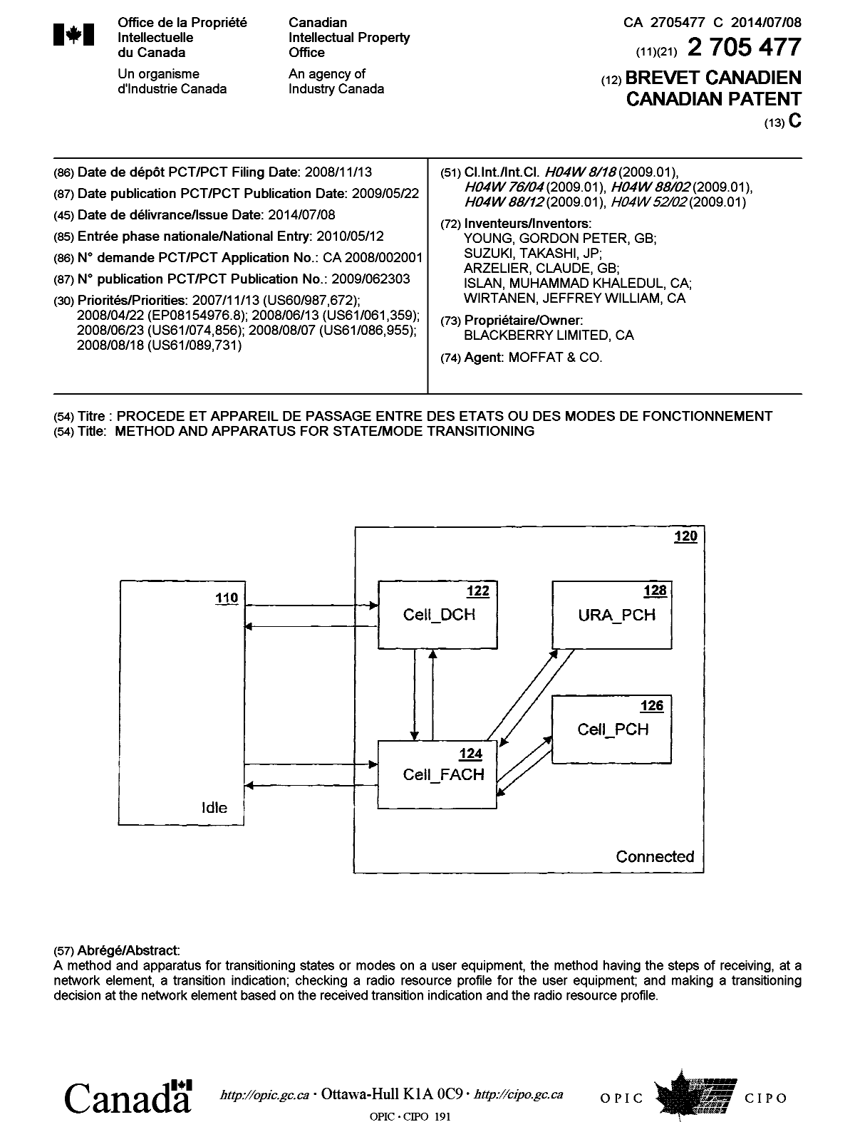 Document de brevet canadien 2705477. Page couverture 20140611. Image 1 de 1