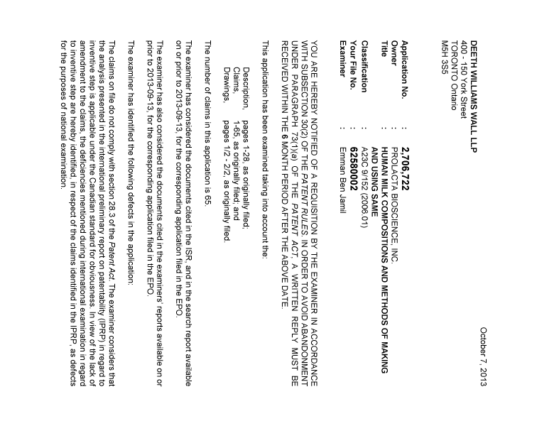 Canadian Patent Document 2706722. Prosecution-Amendment 20121207. Image 1 of 2
