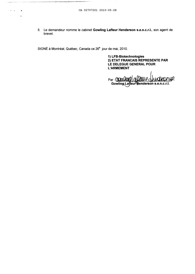 Document de brevet canadien 2707201. Cession 20100528. Image 4 de 4