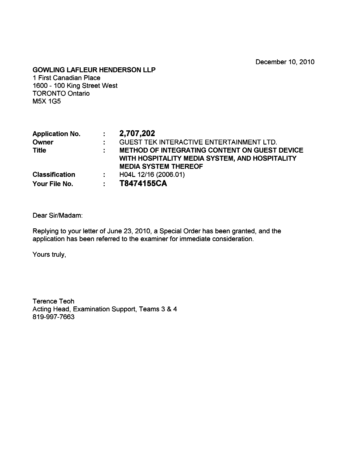 Document de brevet canadien 2707202. Poursuite-Amendment 20101210. Image 1 de 1