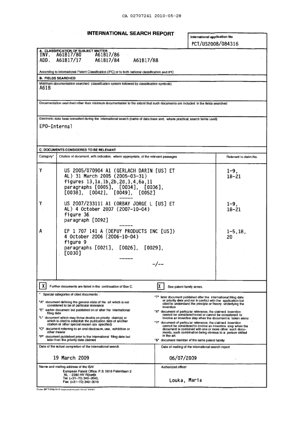 Canadian Patent Document 2707241. PCT 20100528. Image 1 of 6