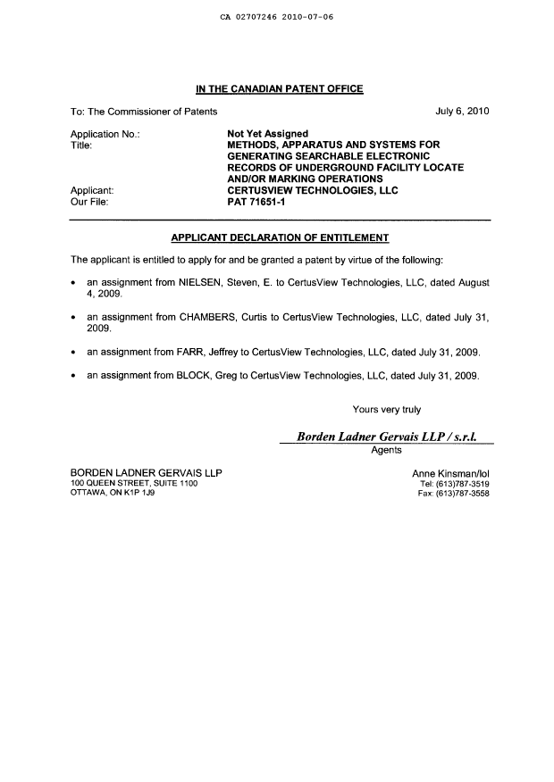 Document de brevet canadien 2707246. Cession 20100706. Image 4 de 4