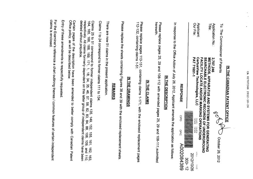 Document de brevet canadien 2707246. Poursuite-Amendment 20121026. Image 1 de 41